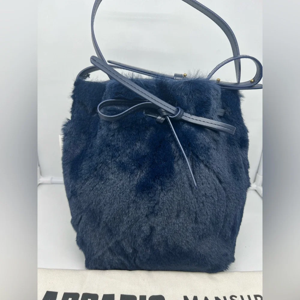 NWT MANSUR GAVRIEL X APPARIS Mini Bucket Blackberry Faux Fur Vegan Crossbody Bag - Picture 6 of 13